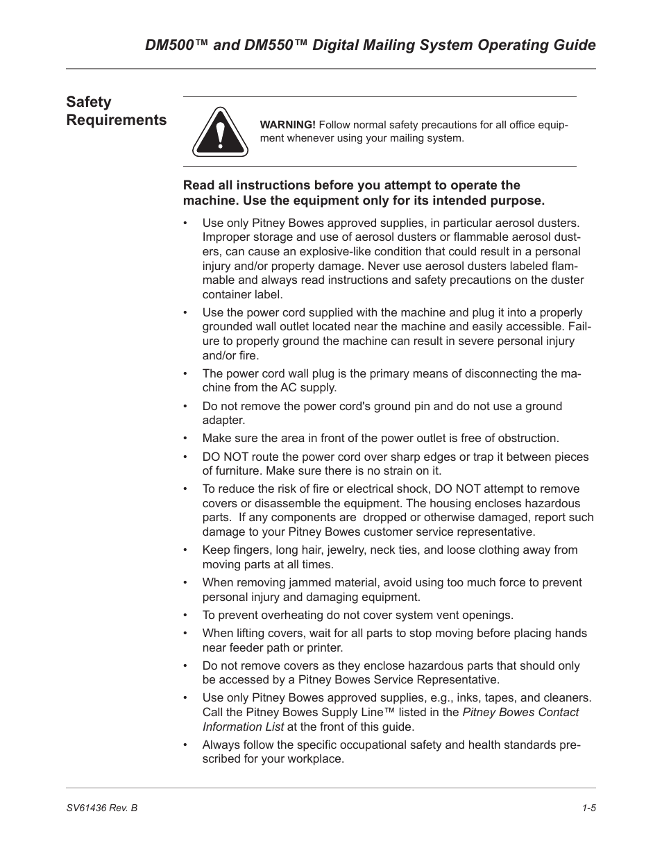 Pitney Bowes DM550 User Manual | Page 15 / 208