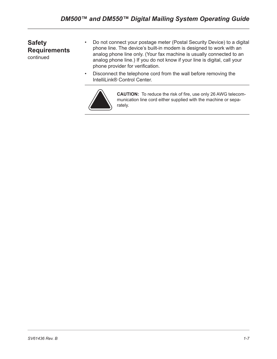 Safety requirements | Pitney Bowes DM550 User Manual | Page 17 / 208