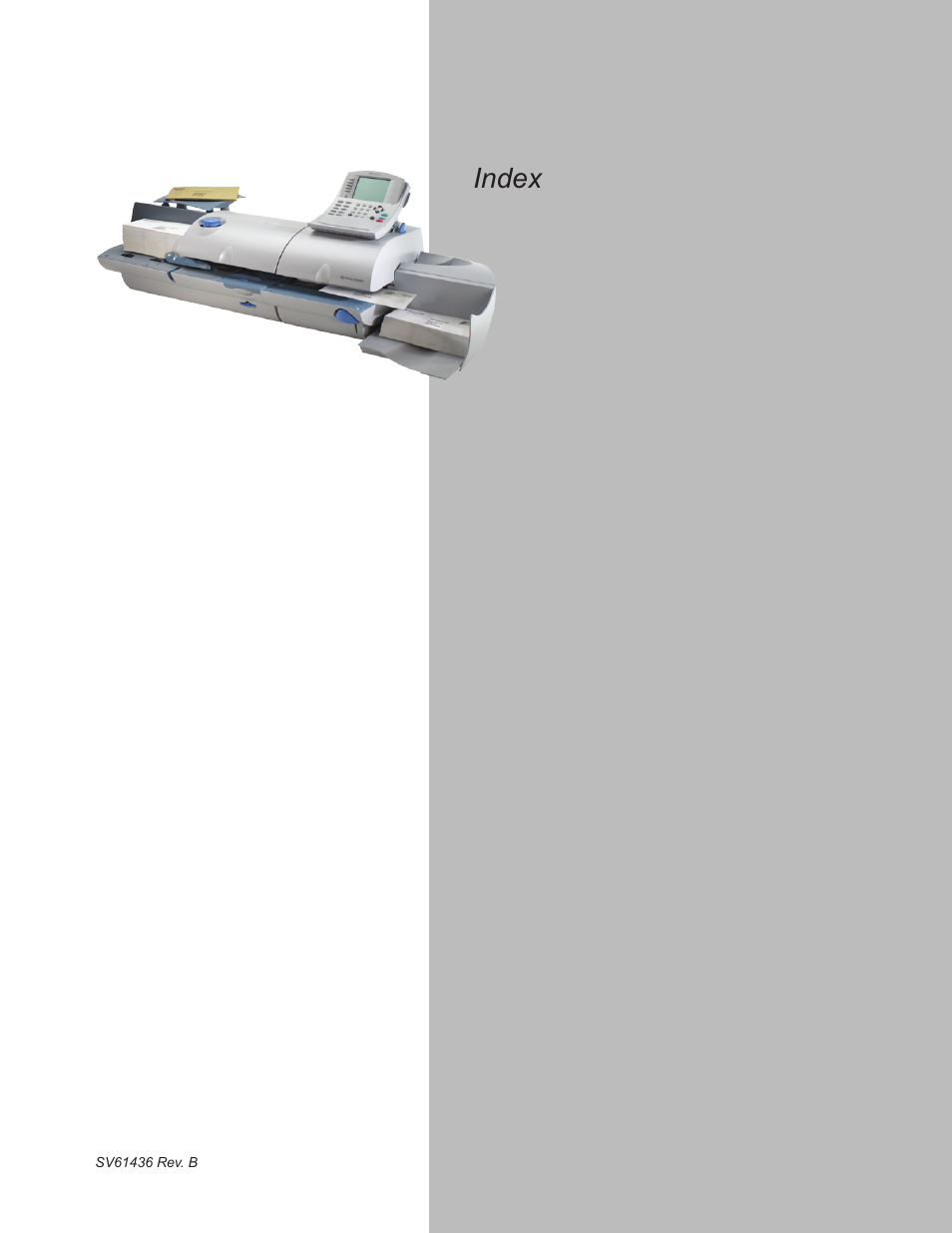 Index | Pitney Bowes DM550 User Manual | Page 201 / 208