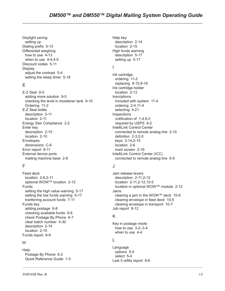 Pitney Bowes DM550 User Manual | Page 203 / 208