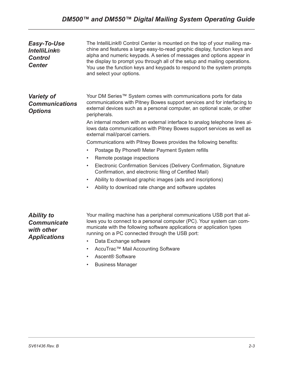 Pitney Bowes DM550 User Manual | Page 21 / 208