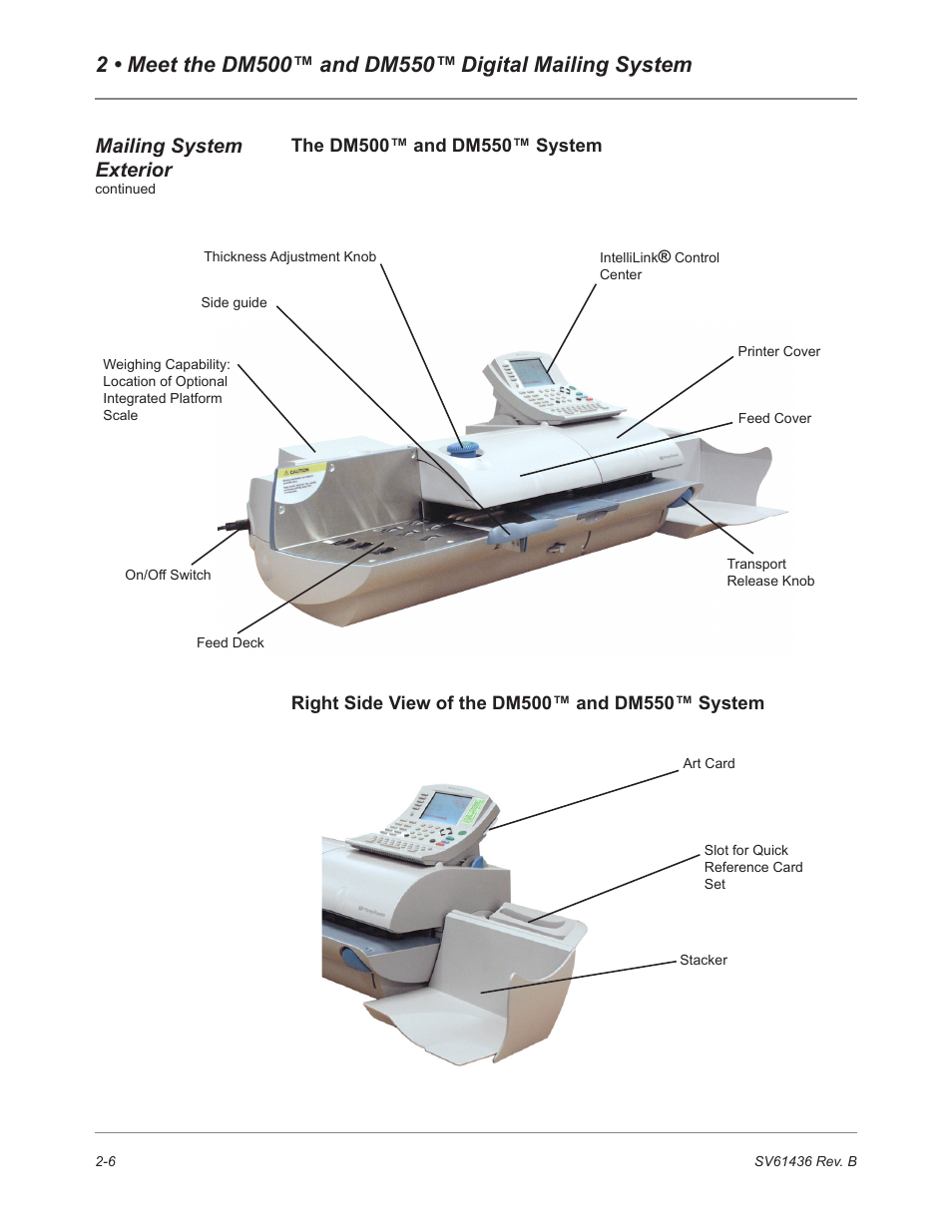 Digital mailing system, Mailing system exterior | Pitney Bowes DM550 User Manual | Page 24 / 208