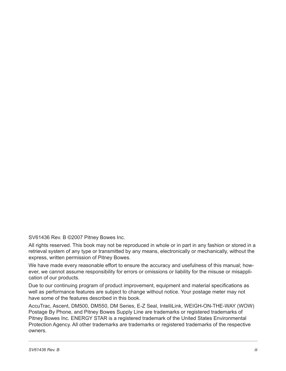 Pitney Bowes DM550 User Manual | Page 3 / 208