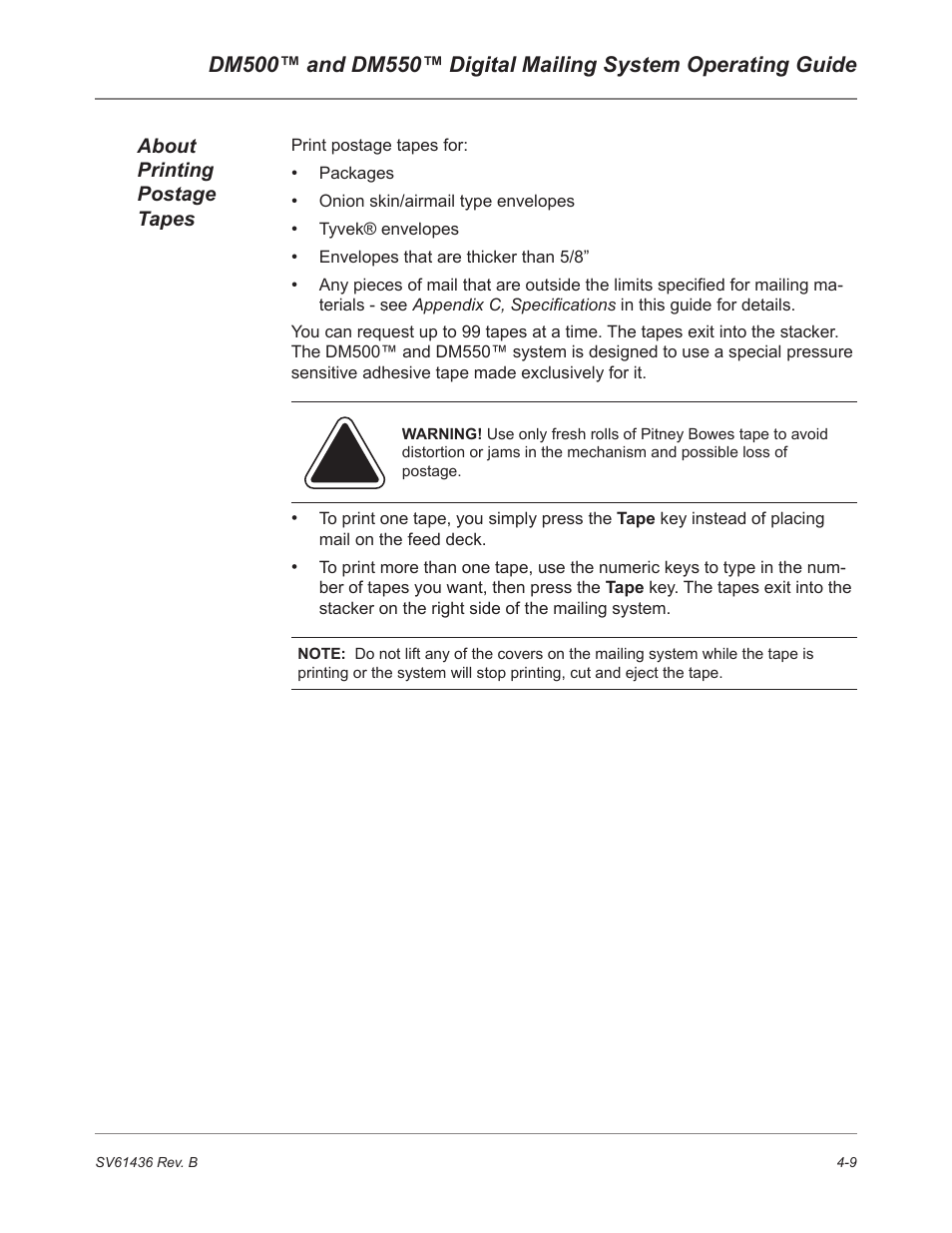 Pitney Bowes DM550 User Manual | Page 47 / 208