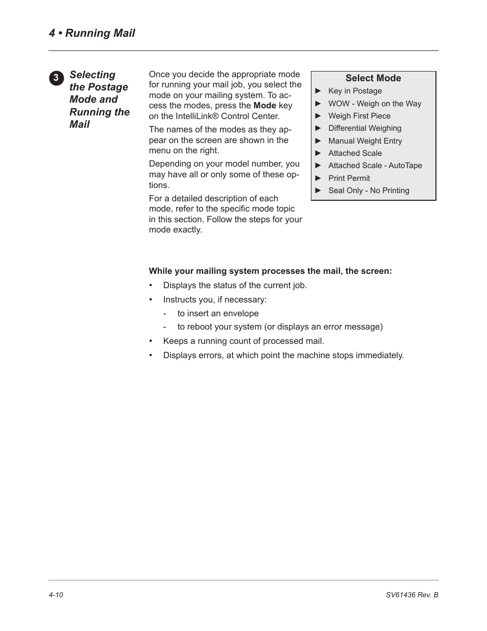 4 • running mail | Pitney Bowes DM550 User Manual | Page 48 / 208