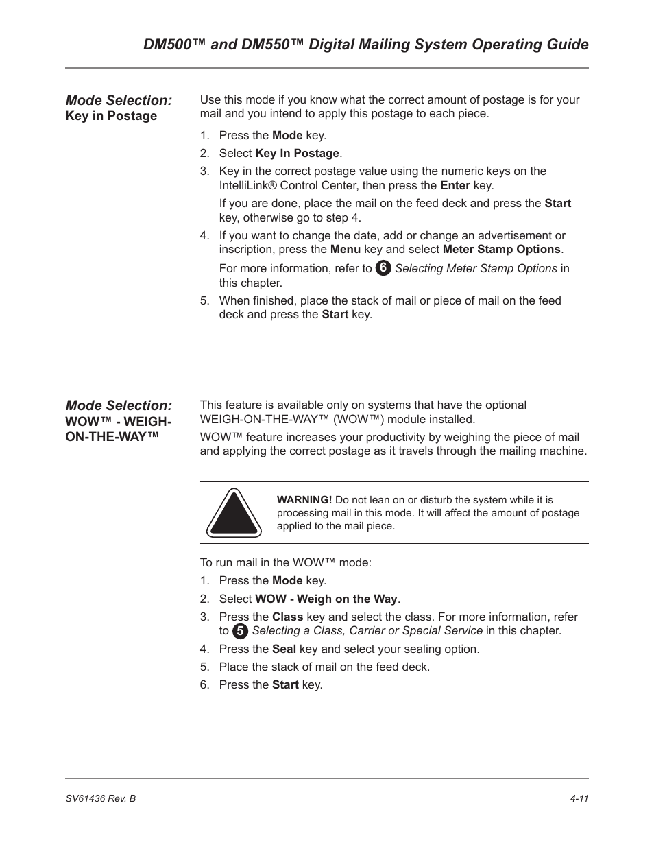 Pitney Bowes DM550 User Manual | Page 49 / 208