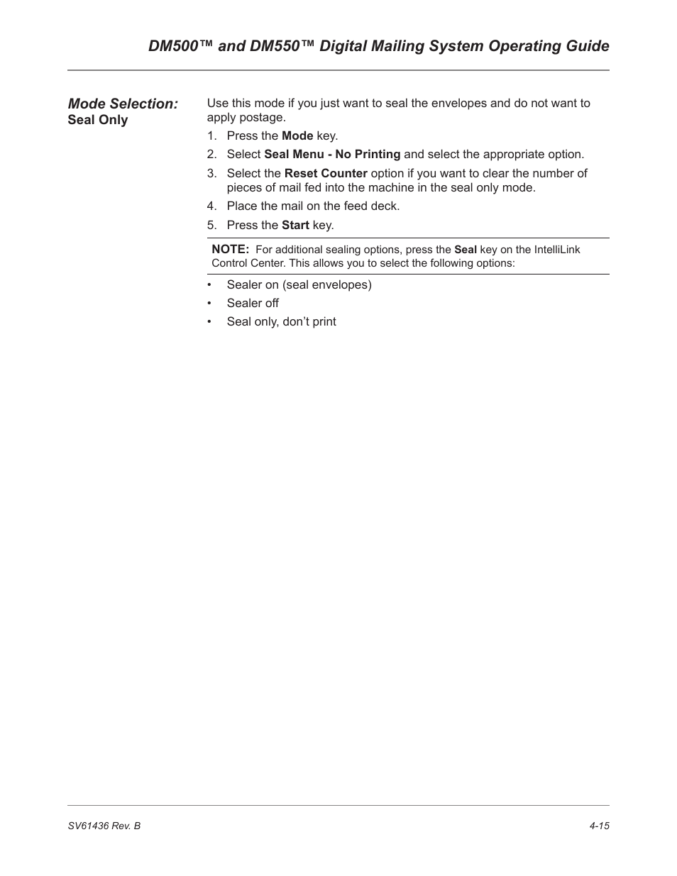 Pitney Bowes DM550 User Manual | Page 53 / 208