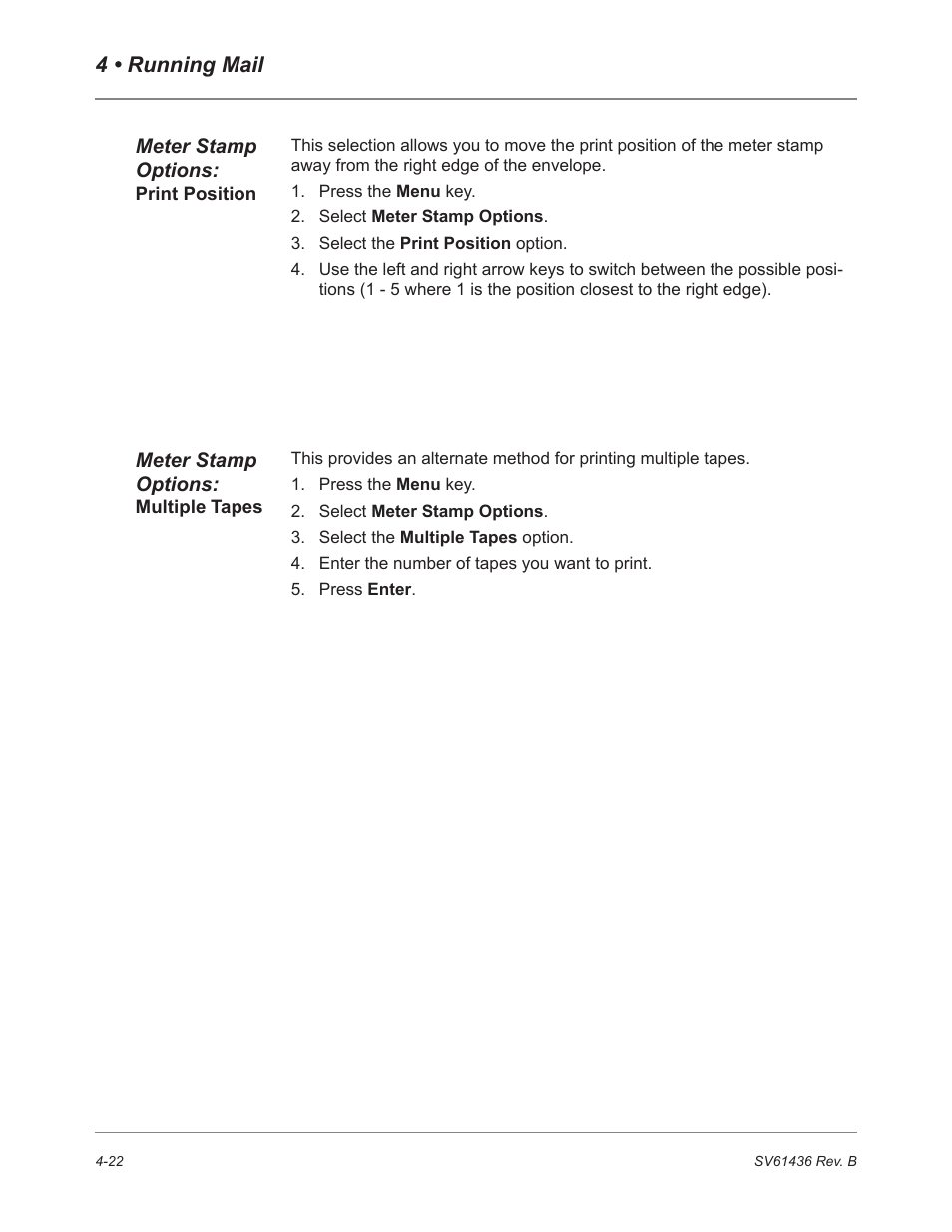 4 • running mail | Pitney Bowes DM550 User Manual | Page 60 / 208