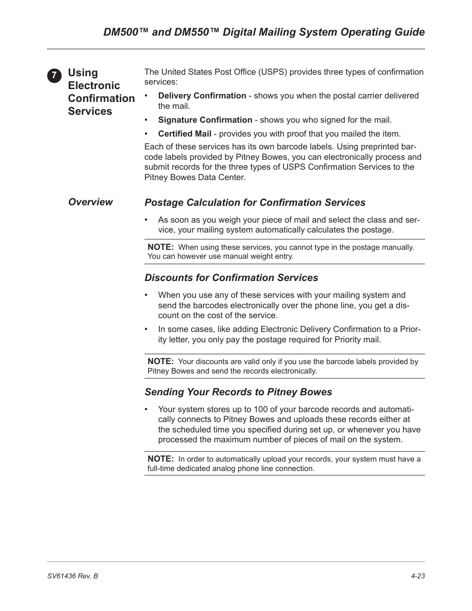 Pitney Bowes DM550 User Manual | Page 61 / 208