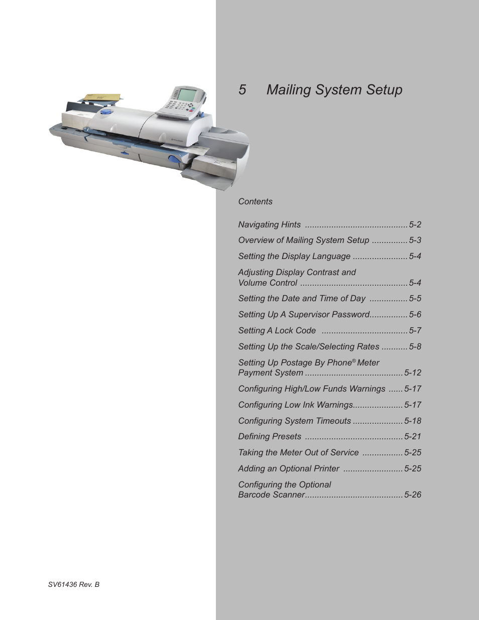 Mai��in� system setup | Pitney Bowes DM550 User Manual | Page 69 / 208