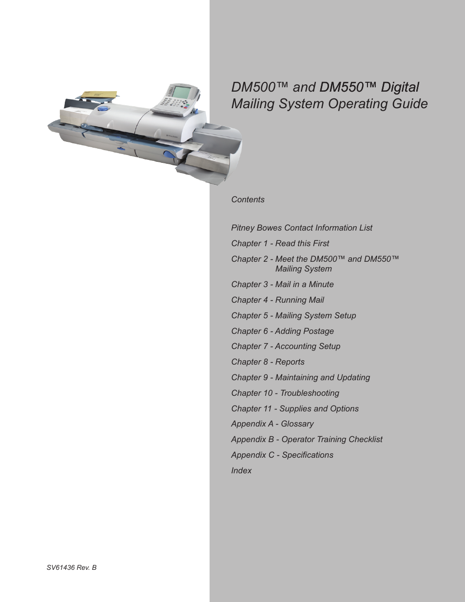 Pitney Bowes DM550 User Manual | Page 7 / 208