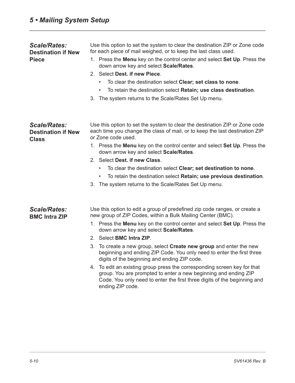 5 • mailing system setup | Pitney Bowes DM550 User Manual | Page 78 / 208