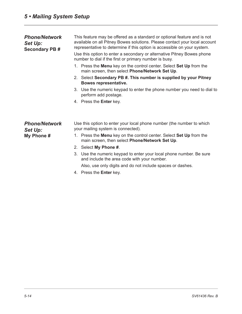 5 • mailing system setup | Pitney Bowes DM550 User Manual | Page 82 / 208