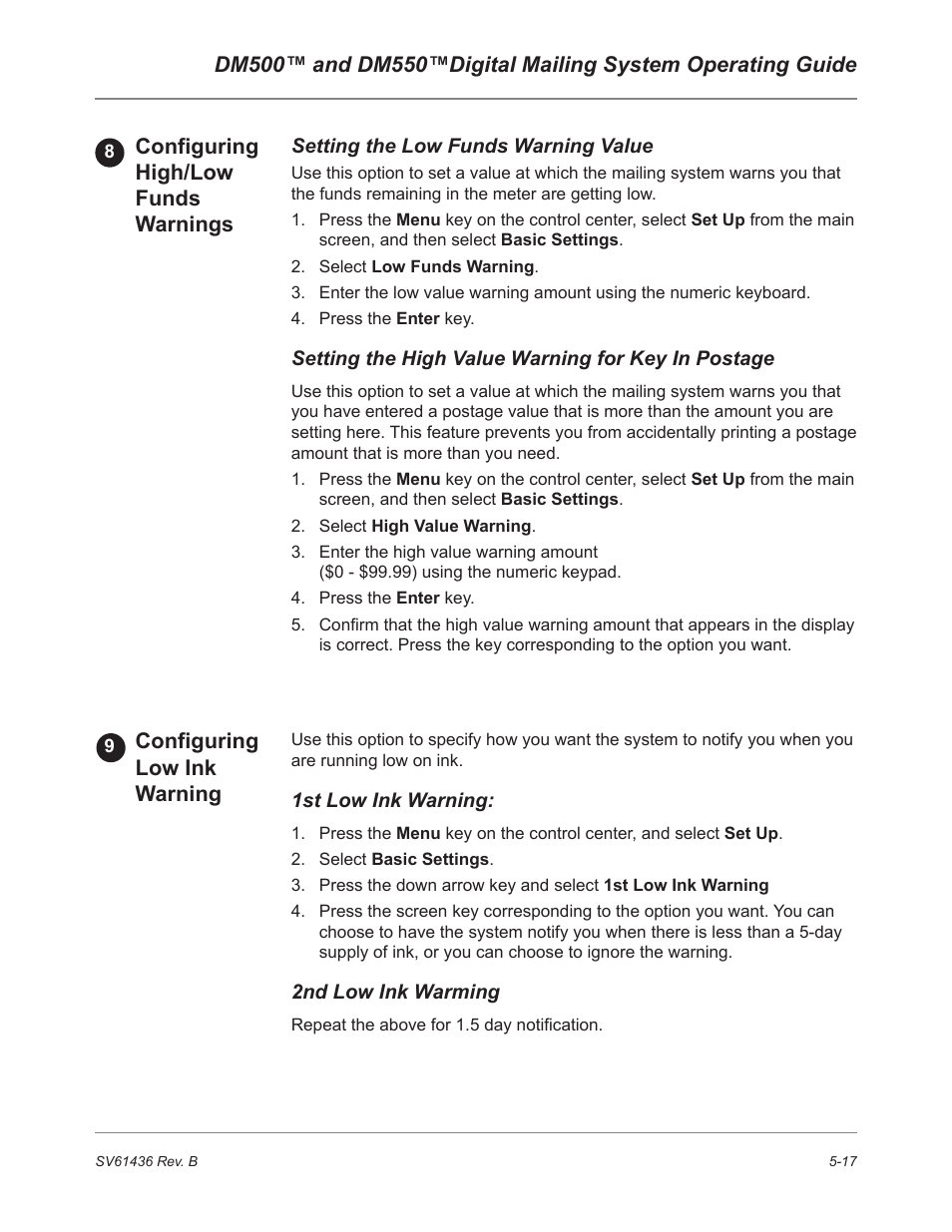 Pitney Bowes DM550 User Manual | Page 85 / 208