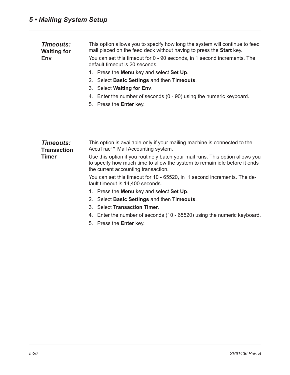 5 • mailing system setup | Pitney Bowes DM550 User Manual | Page 88 / 208