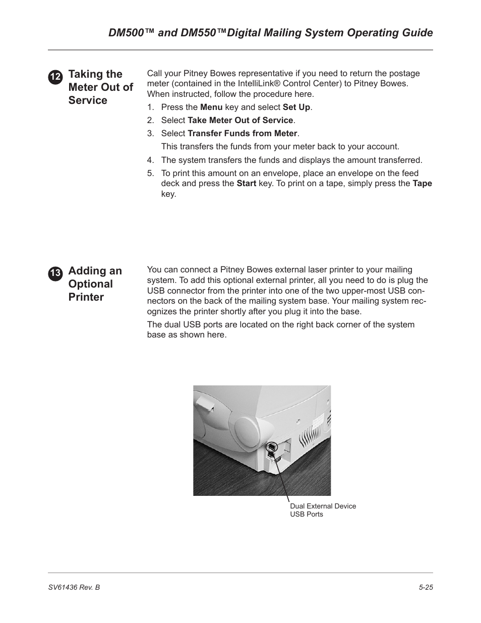 Adding an optional printer | Pitney Bowes DM550 User Manual | Page 93 / 208