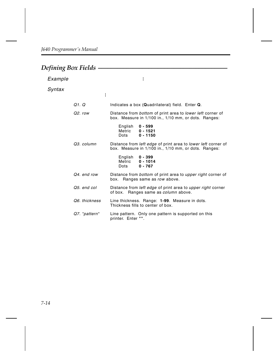 Defining box fields | Pitney Bowes J640 User Manual | Page 129 / 267