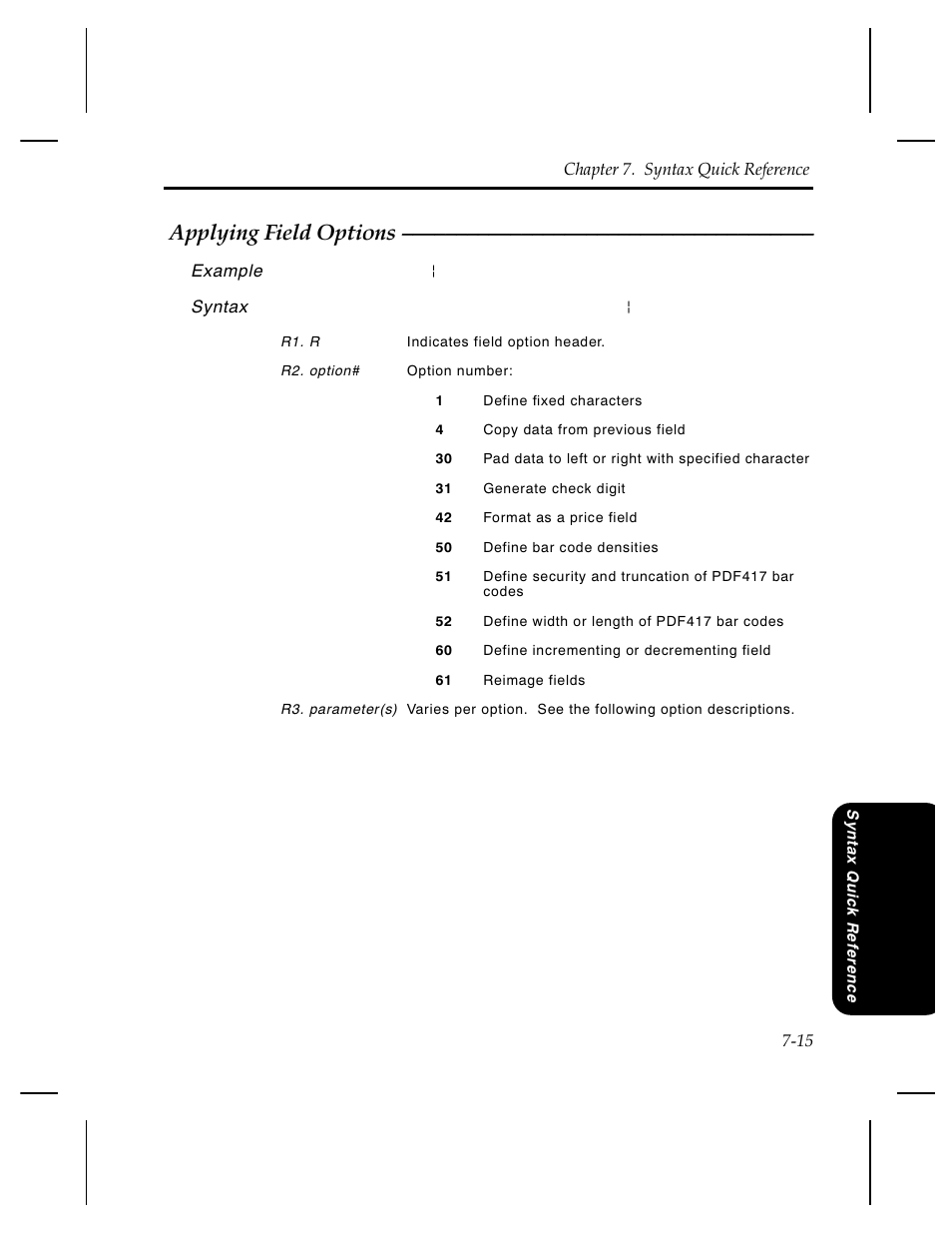 Applying field options | Pitney Bowes J640 User Manual | Page 130 / 267