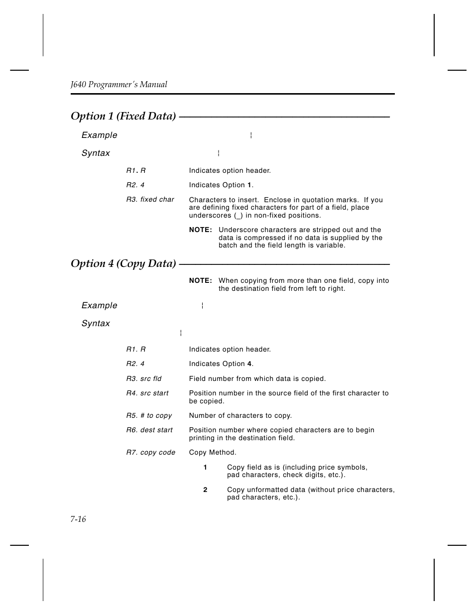 Option 1 (fixed data), Option 4 (copy data) | Pitney Bowes J640 User Manual | Page 131 / 267