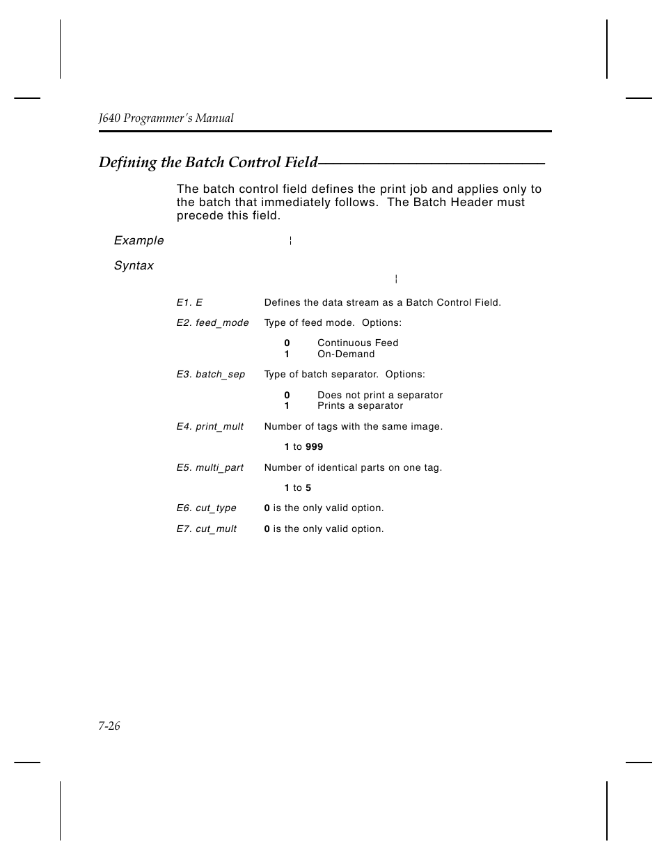 Defining the batch control field | Pitney Bowes J640 User Manual | Page 141 / 267