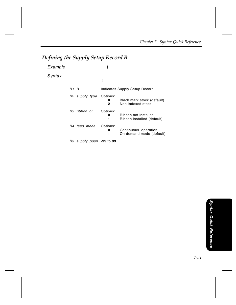 Defining the supply setup record b | Pitney Bowes J640 User Manual | Page 146 / 267