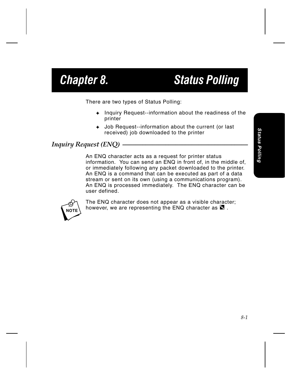 Chapter 8. status polling | Pitney Bowes J640 User Manual | Page 154 / 267