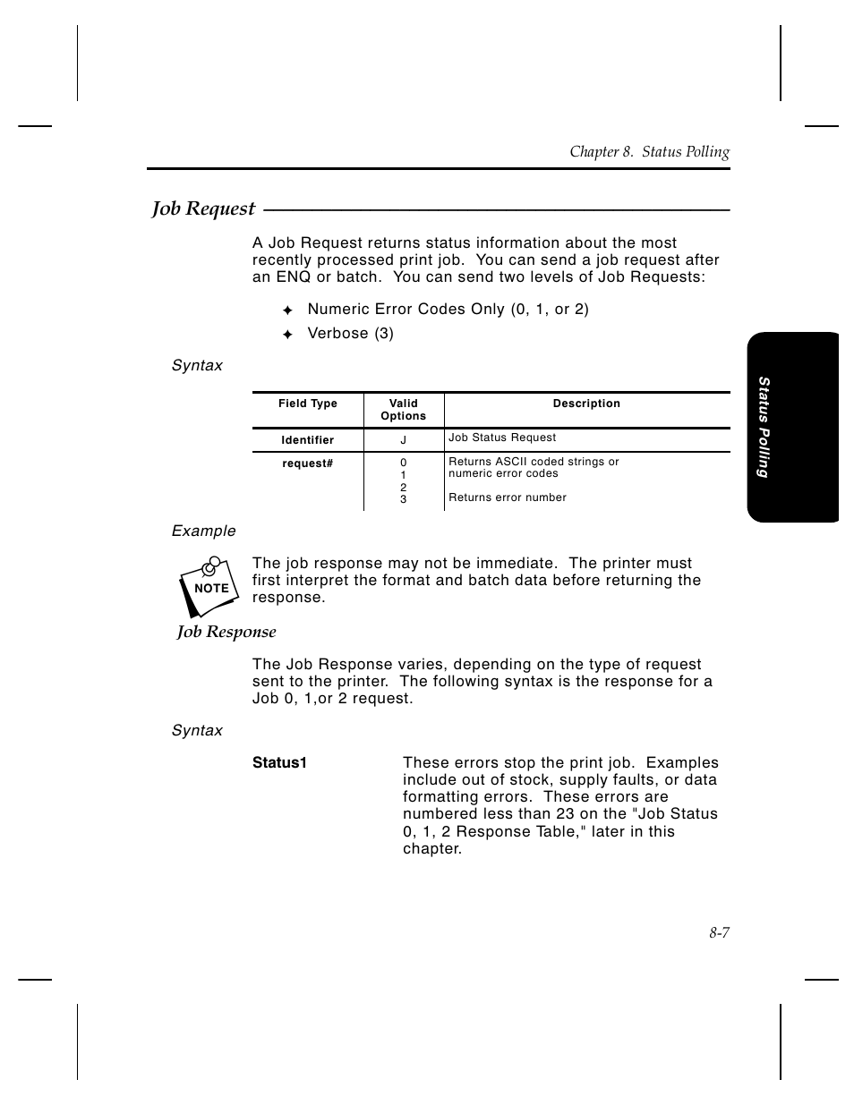 Job request | Pitney Bowes J640 User Manual | Page 160 / 267