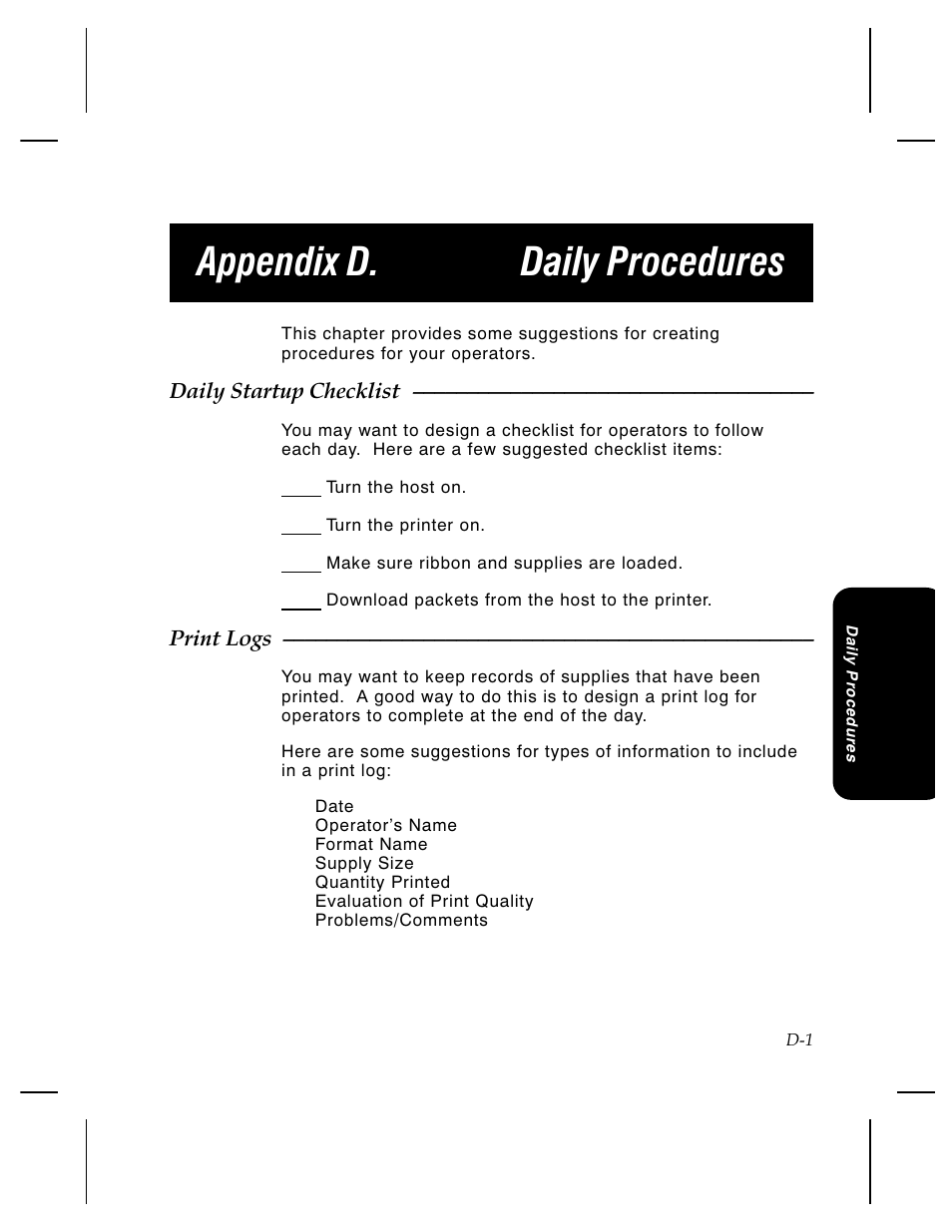 Appendix d. daily procedures | Pitney Bowes J640 User Manual | Page 249 / 267