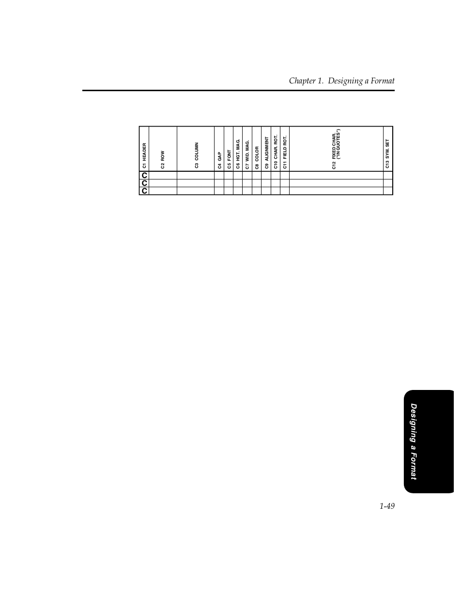 Chapter 1. designing a format 1-49 | Pitney Bowes J640 User Manual | Page 48 / 267