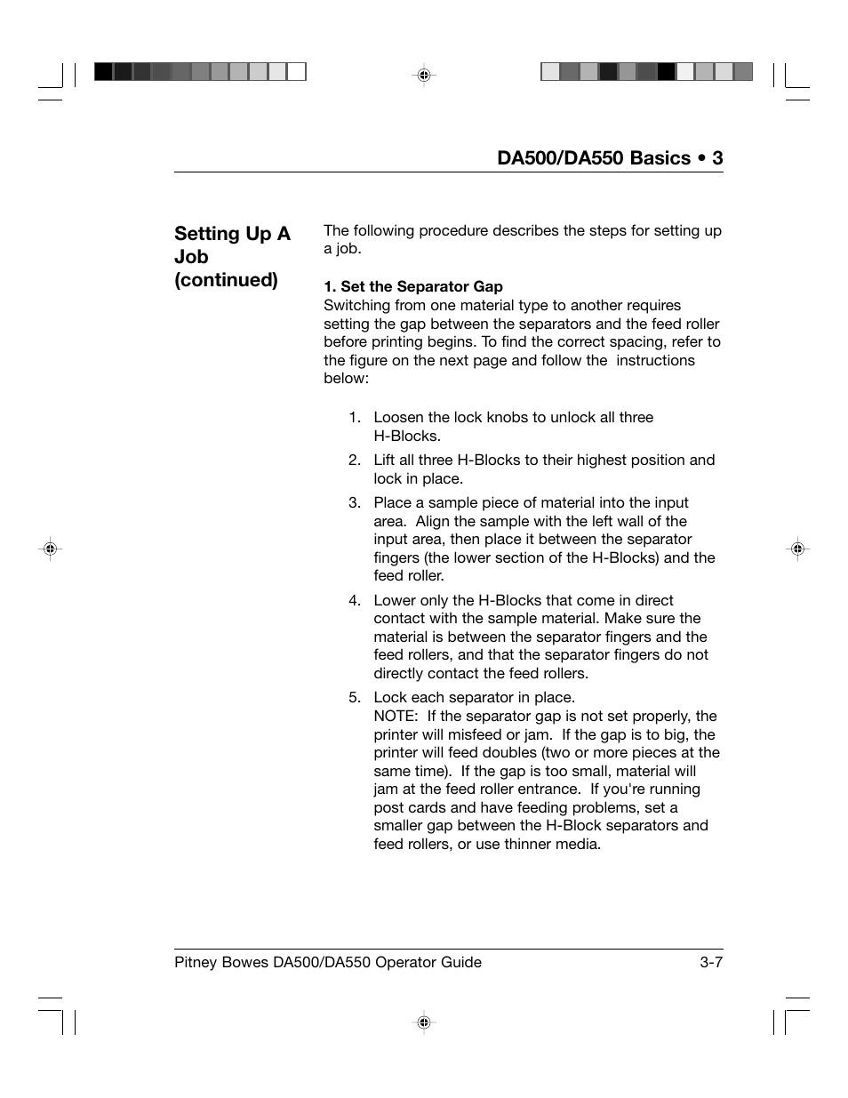 Setting up a job (continued) | Pitney Bowes ADDRESSRIGHT DA550 User Manual | Page 35 / 135