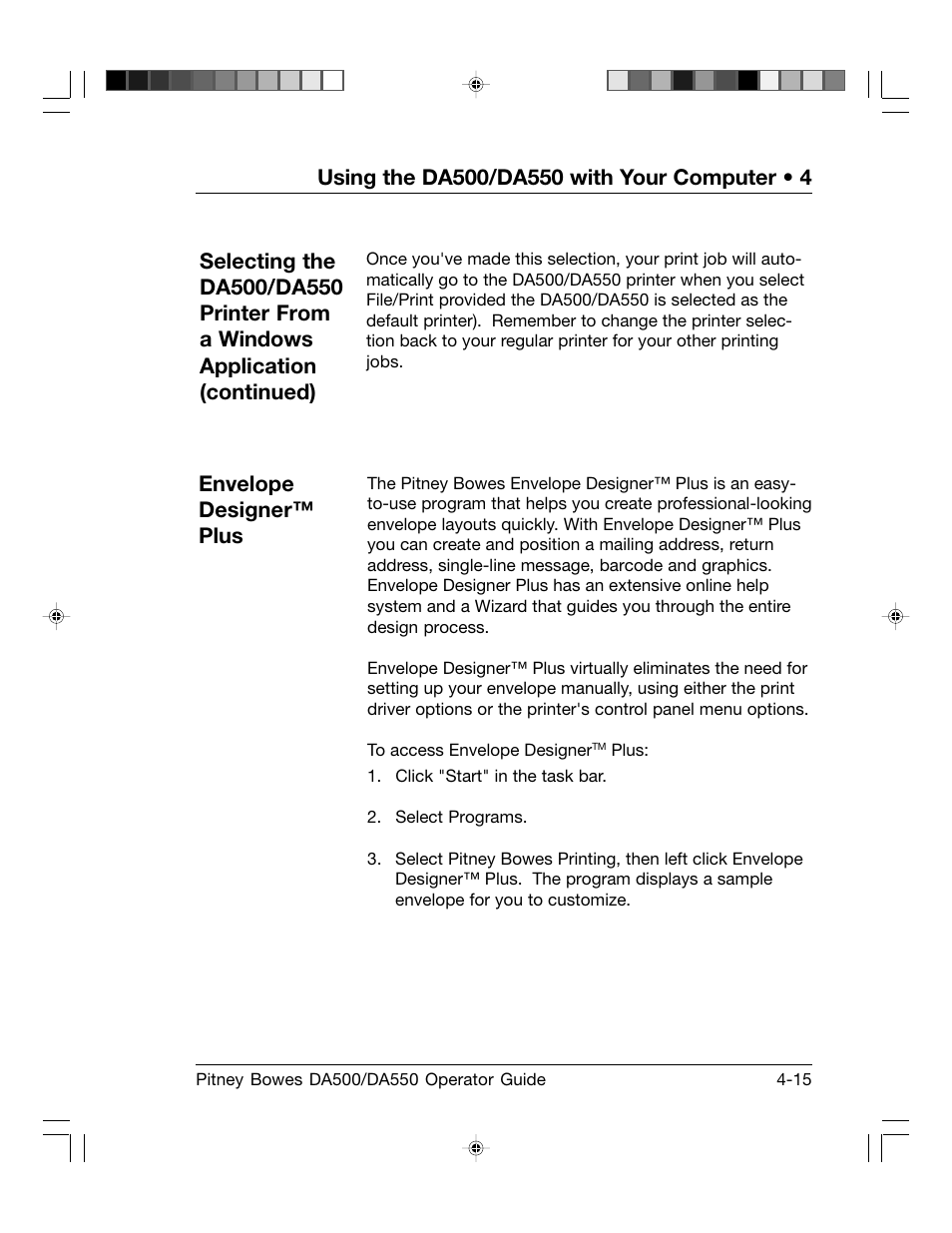 Envelope designer™ plus | Pitney Bowes ADDRESSRIGHT DA550 User Manual | Page 61 / 135