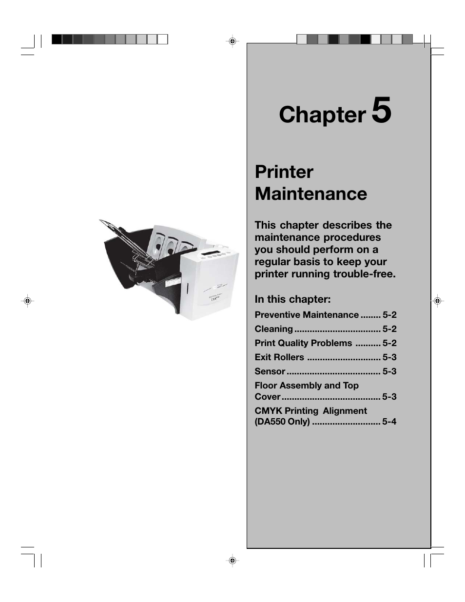 Chapter, Printer maintenance | Pitney Bowes ADDRESSRIGHT DA550 User Manual | Page 63 / 135