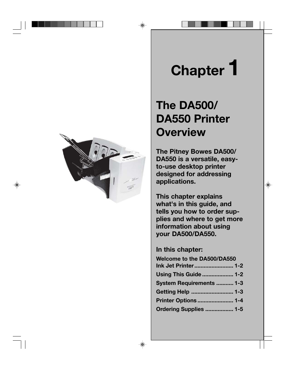 Chapter | Pitney Bowes ADDRESSRIGHT DA550 User Manual | Page 7 / 135