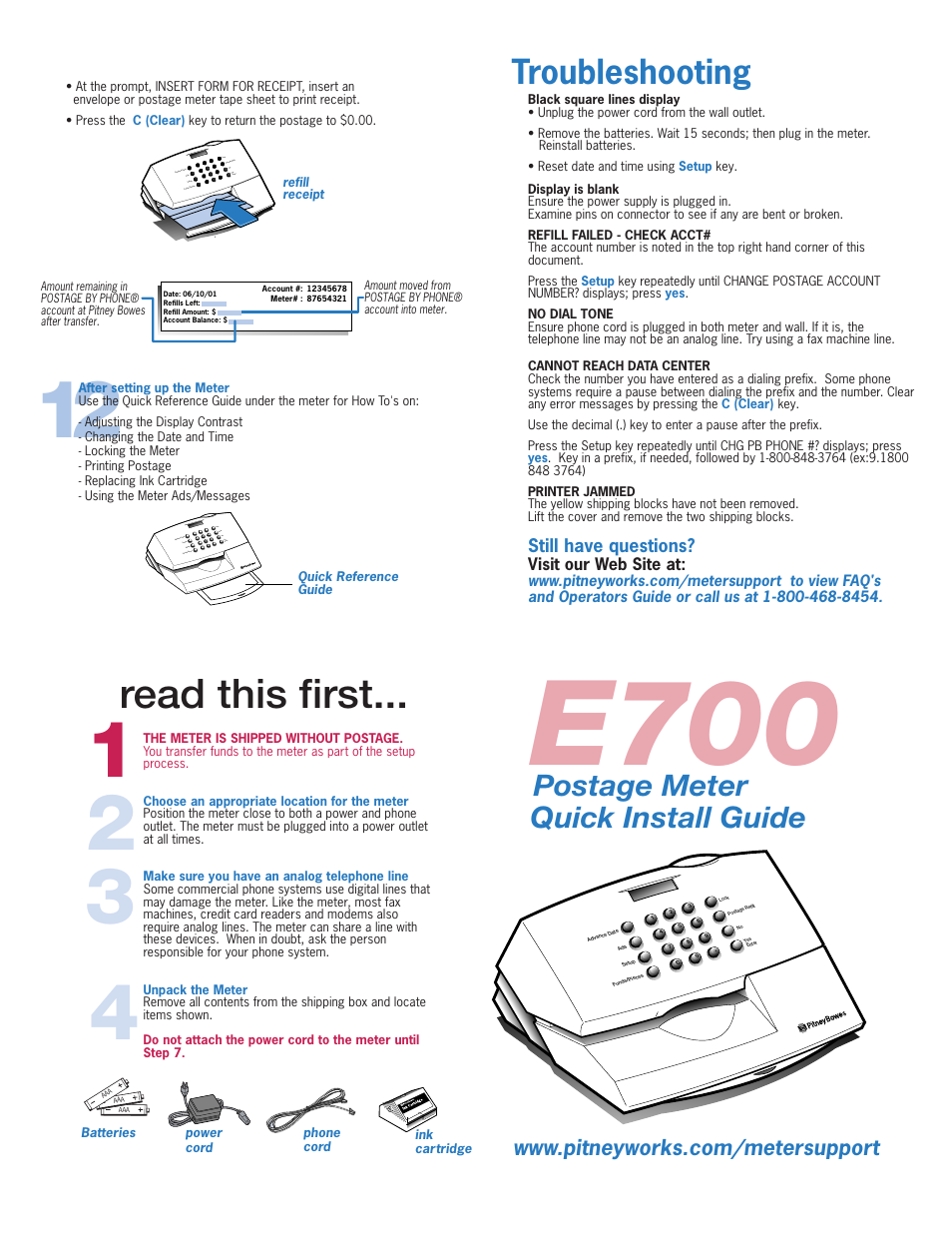 Pitney Bowes E700 User Manual | 2 pages