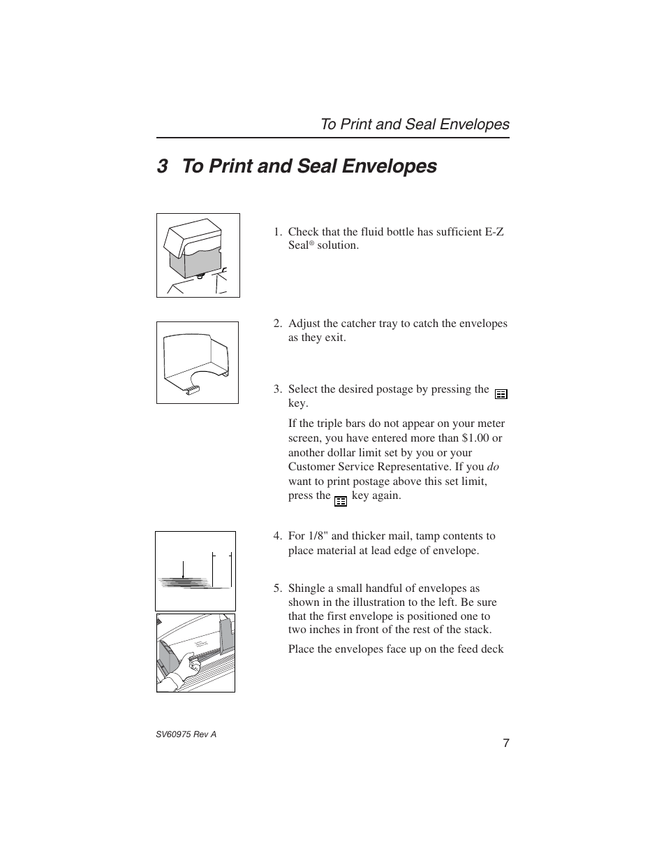 3 to print and seal envelopes | Pitney Bowes E589 User Manual | Page 13 / 32