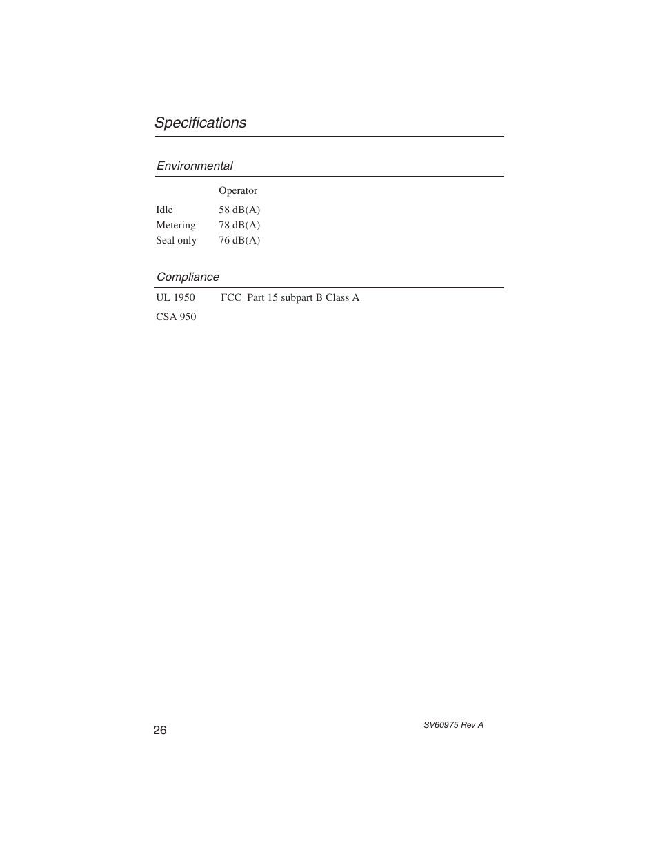 Specifications | Pitney Bowes E589 User Manual | Page 32 / 32