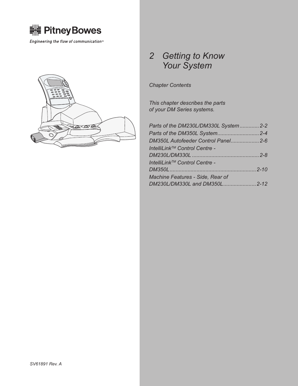 Chapter 2–what's what, 2 getting to know your system | Pitney Bowes DM230L User Manual | Page 24 / 158