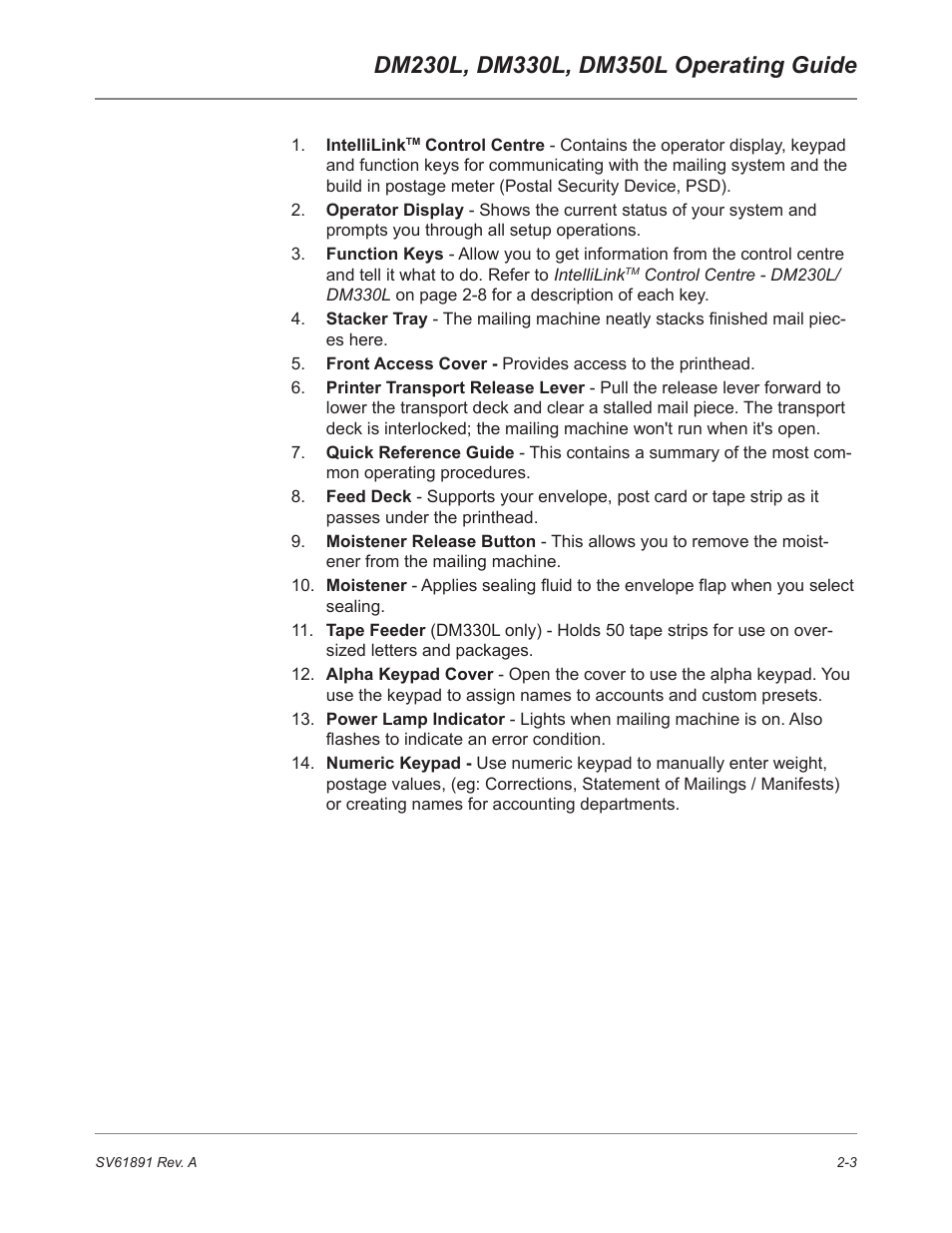 Pitney Bowes DM230L User Manual | Page 26 / 158