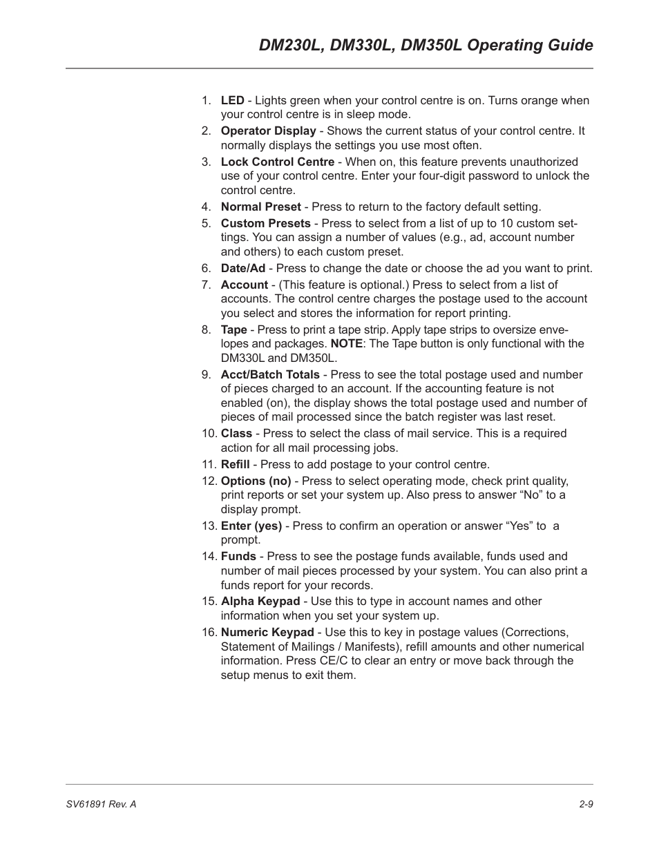 Pitney Bowes DM230L User Manual | Page 32 / 158