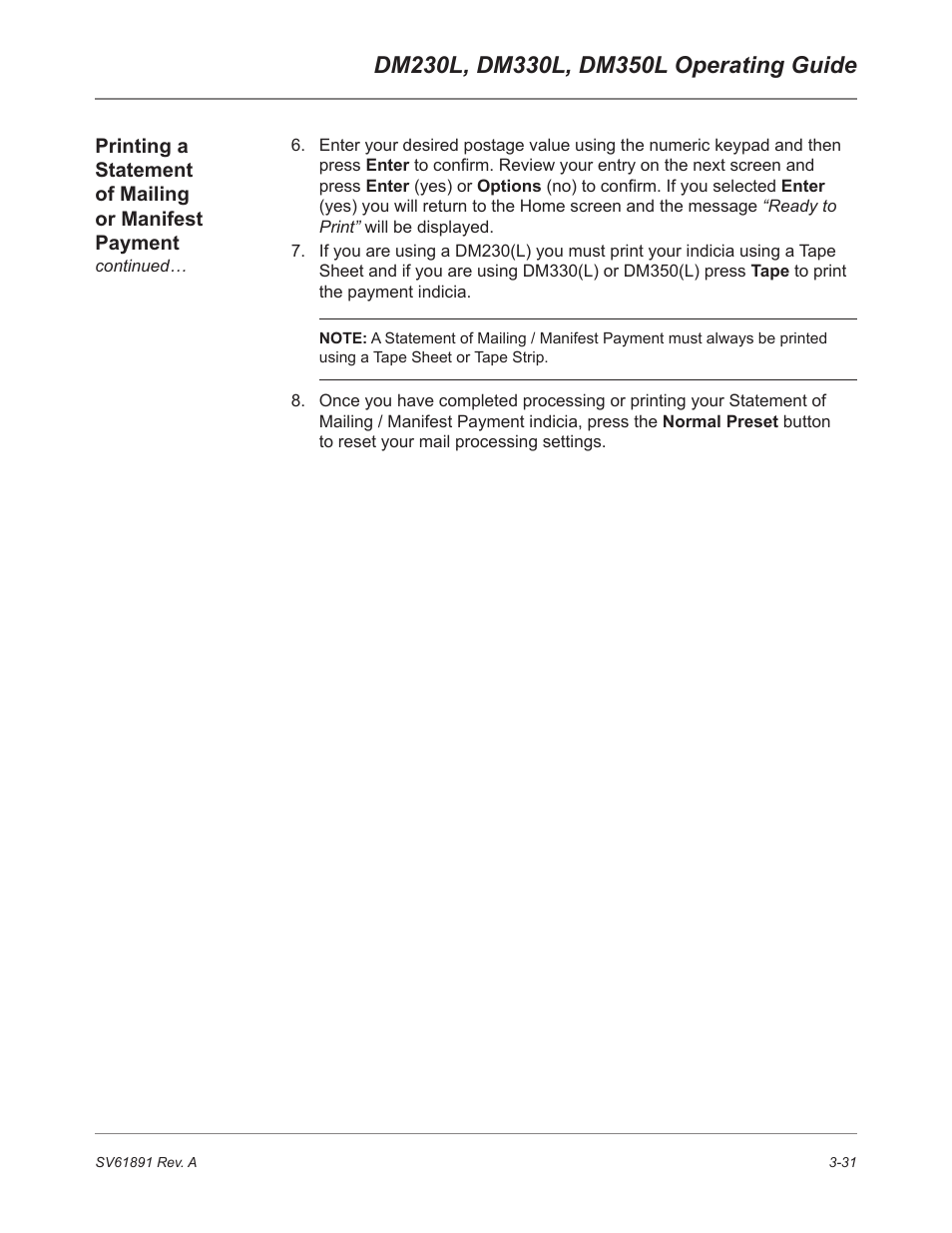 Pitney Bowes DM230L User Manual | Page 66 / 158