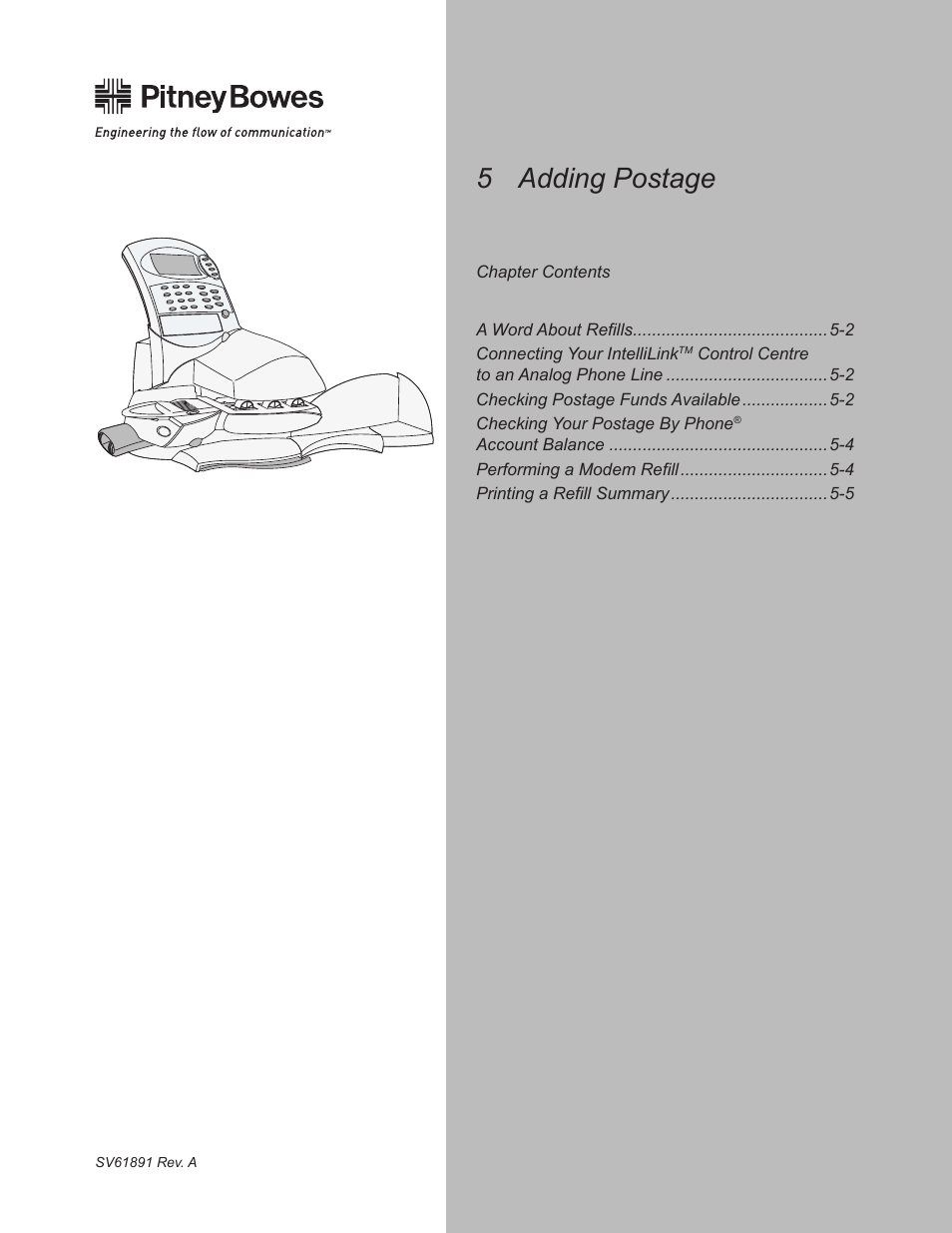Chapter 5–adding postage, 5 adding postage | Pitney Bowes DM230L User Manual | Page 98 / 158