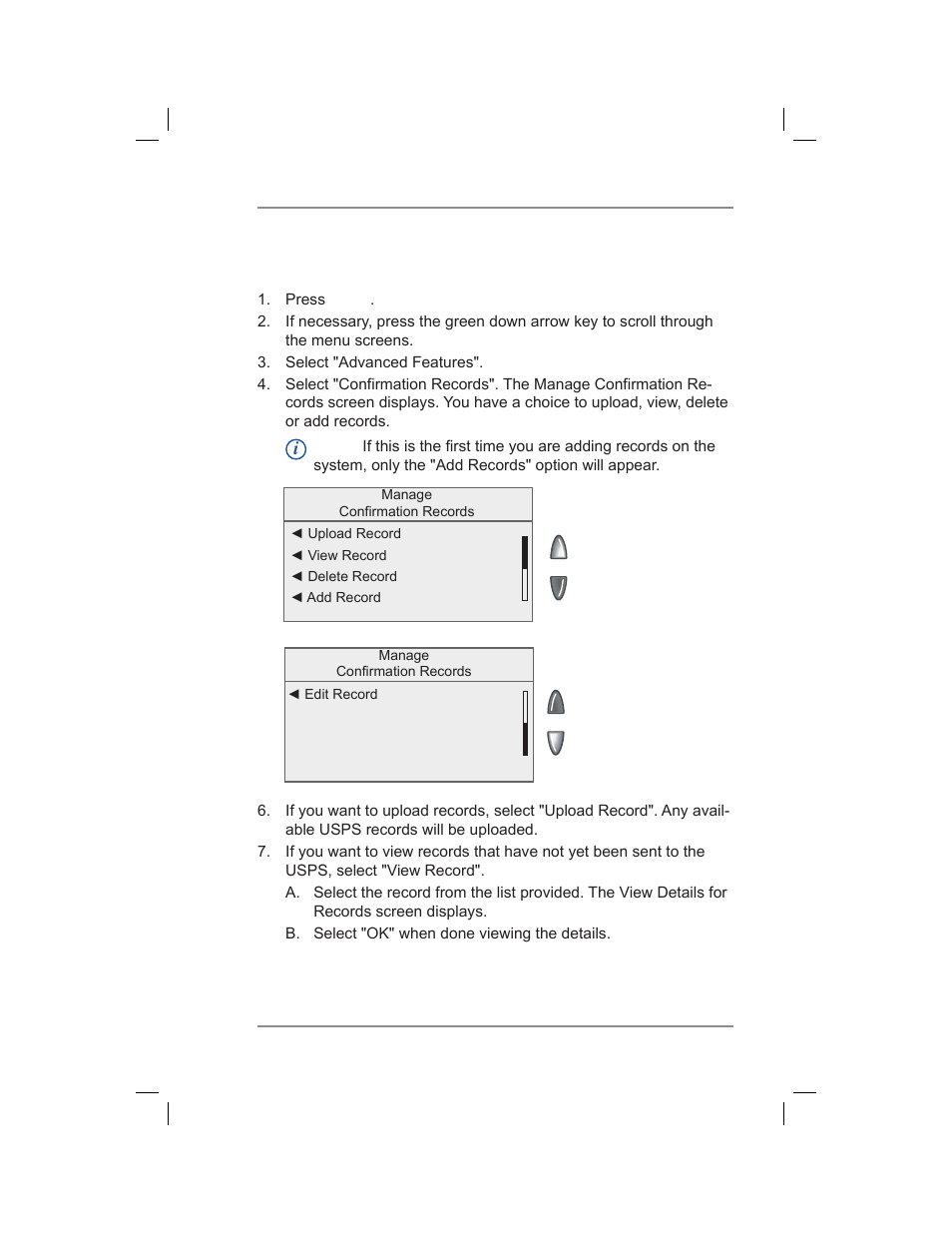 Managing (usps®) confirmation records, 7 • system options | Pitney Bowes DM400C User Manual | Page 103 / 196