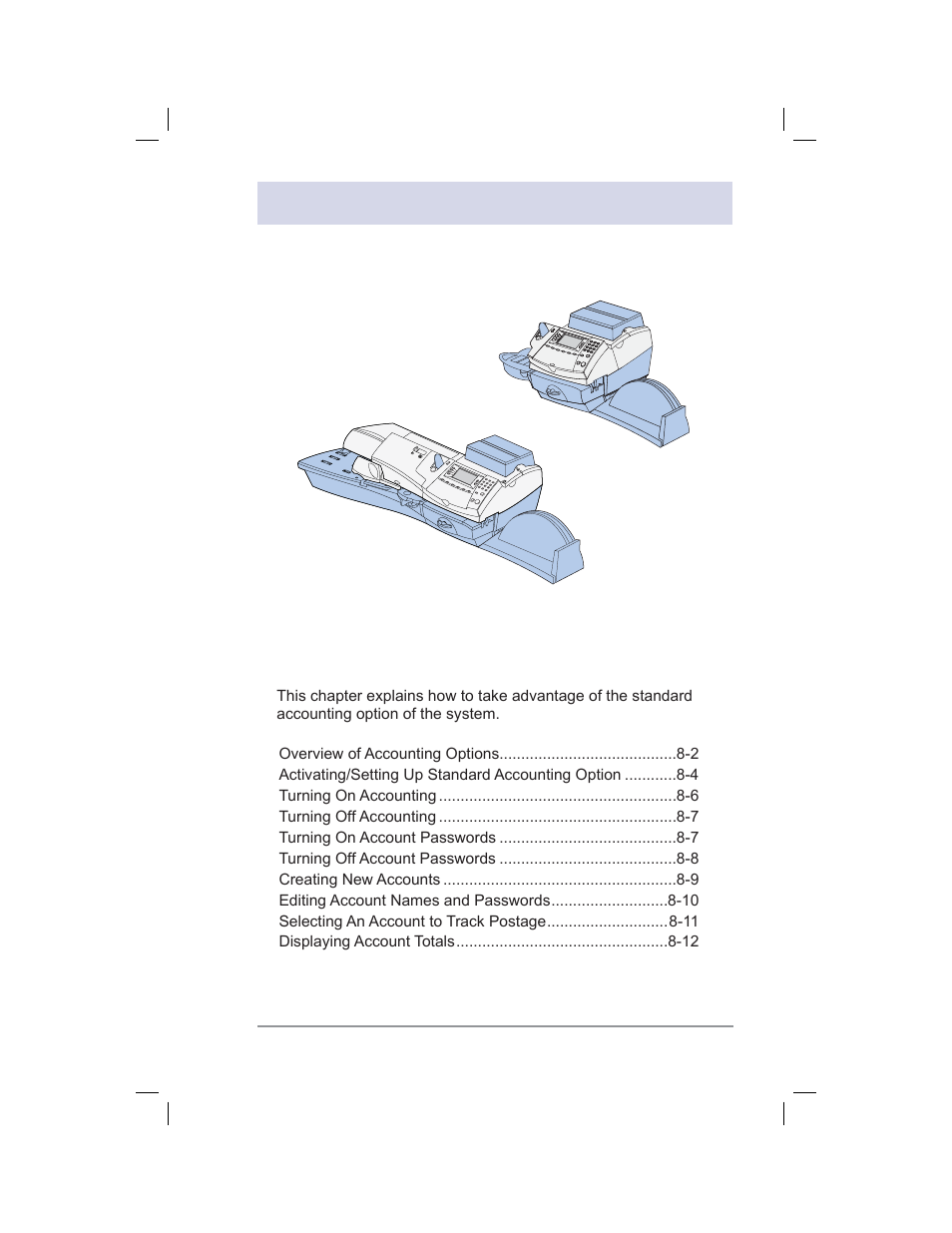 8 • standard accounting option | Pitney Bowes DM400C User Manual | Page 107 / 196