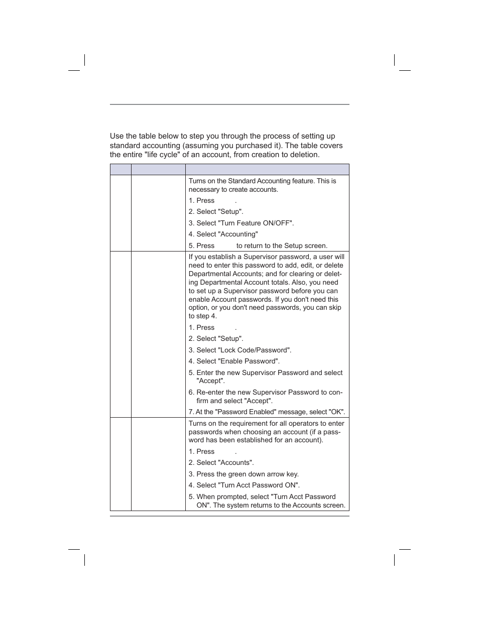 Activating/setting up standard accounting option, 8 • standard accounting option | Pitney Bowes DM400C User Manual | Page 110 / 196