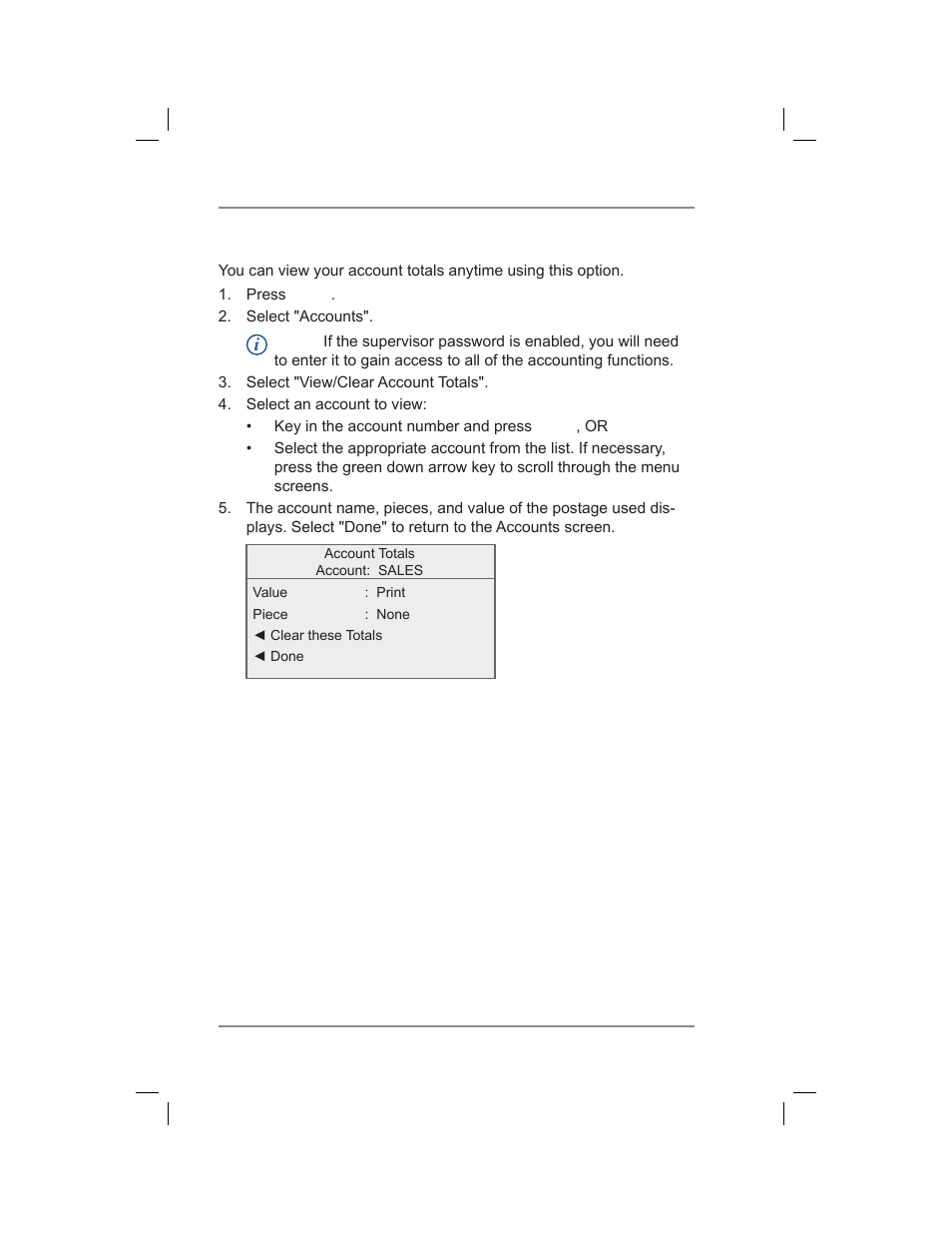 Displaying account totals, 8 • standard accounting option | Pitney Bowes DM400C User Manual | Page 118 / 196