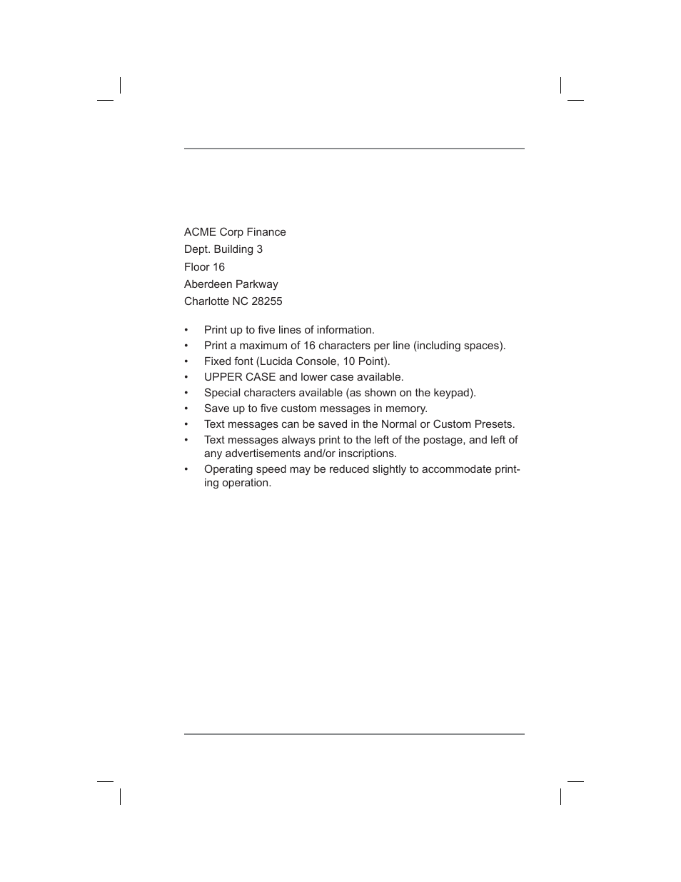 Text message specifications, 10 • text messages | Pitney Bowes DM400C User Manual | Page 135 / 196