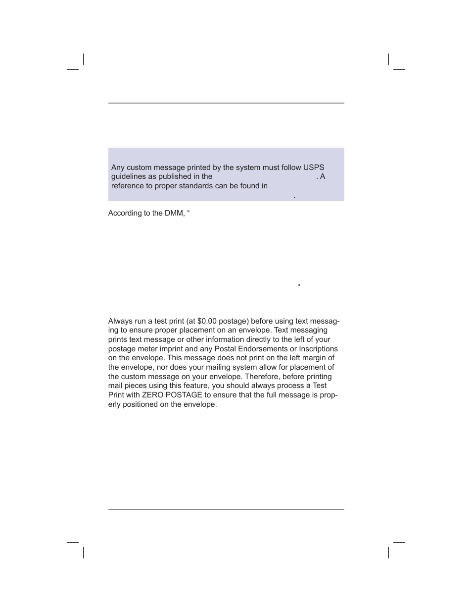 Postal rules and guidance, Envelope guidance, 10 • text messages | Pitney Bowes DM400C User Manual | Page 136 / 196