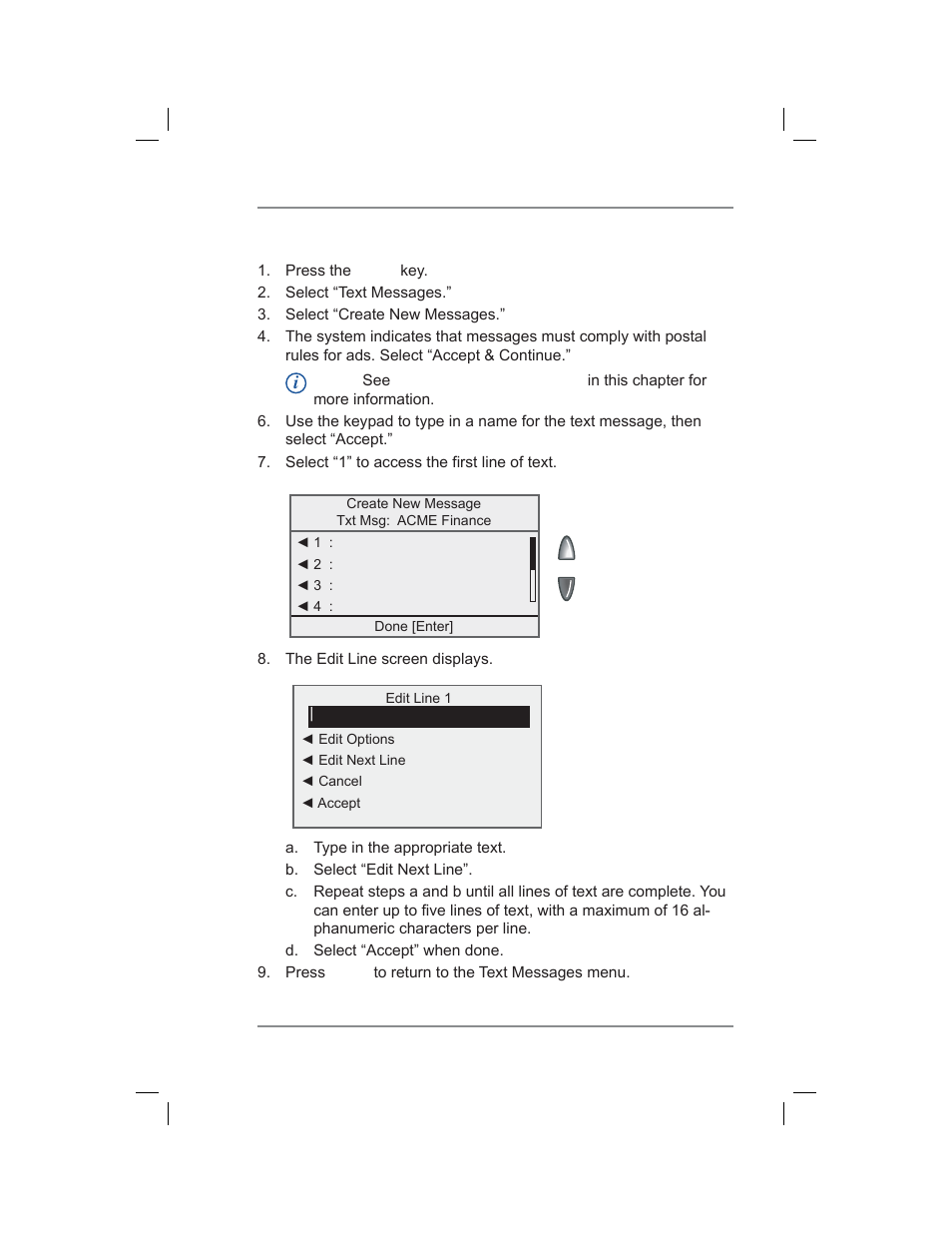 Creating a text message, 10 • text messages | Pitney Bowes DM400C User Manual | Page 137 / 196