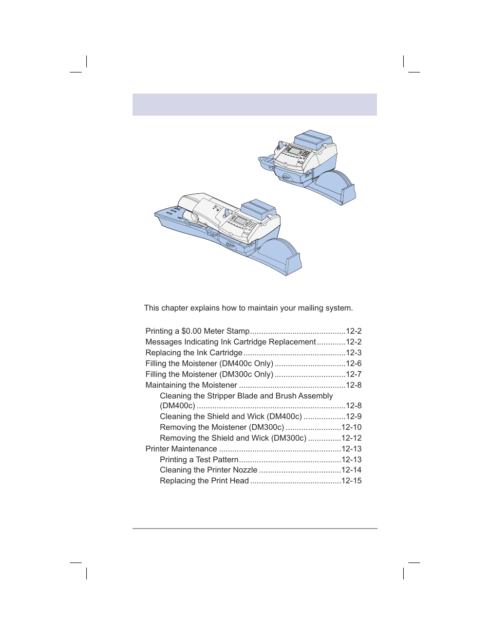 12 • maintenance | Pitney Bowes DM400C User Manual | Page 151 / 196