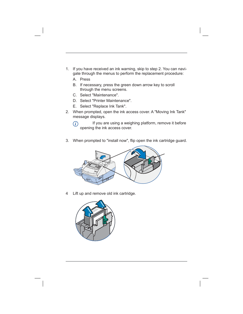 Replacing the ink cartridge, 12 • maintenance | Pitney Bowes DM400C User Manual | Page 153 / 196